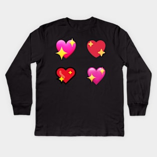 Sparkle Hearts Emojies Kids Long Sleeve T-Shirt